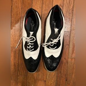 Enzo Romeo Size 12 Men's Retro Black & White Dress Shoes
